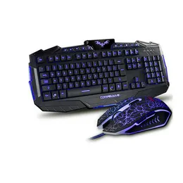 New Brand USB Wired Gaming Keyboard Ergonomic Backlit Keyboard and Gaming Adjustable 2400DPI Mouse Cracking Backlit Illumination 3 Colors