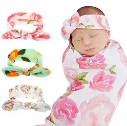 Niemowlęta Florals Headband Girl Baby Bunny Ears Knot Turban Twist Headwrap Twisted Hair Pands Kids Opaski Bandanas Dziecko Akcesoria do włosów A35