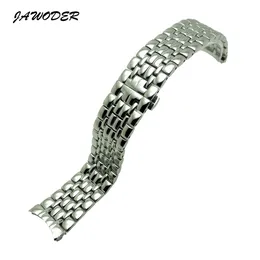 Jawoder Watch Band 14 18 20MM الصلبة الصلبة منحني نهاية الفولاذ المقاوم للصدأ جميع تلميع ووتش حزام النشر أساور مشبك للاين