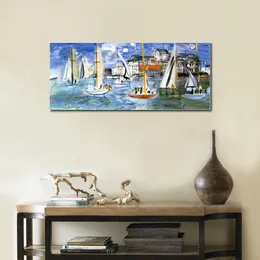 Boat Paintings Raoul Dufy Regates Dans Le Port De Trouville Large Seascapes Modern Art on Canvas High Quality Hand Painted Gift