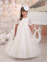 Wysokiej jakości Nowy Kwiat Dziewczyna Sukienka Dla Ślubu Długość Princess Girls Pageant Dresses 2017 First Communion Dress