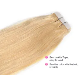 Grado 8A-- Indian Hair onda recta 16 '' - 26 "PU tape en extensiones de cabello Skin weft hair 100g paquete 40pcs 2.5g por pieza