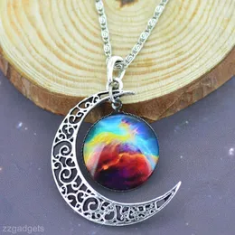 2016 Mode Time Sky Moon Diamond Style Necklace Charmig Crescent Cabochon Pendant