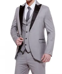 Brudgummen tuxedos groomsmen en knapp topp lapel bästa man kostym bröllop män blazer kostymer skräddarsydda (jacka + byxor + väst + slips) k233