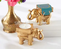 Favores de casamento e decoração de casamento- Dourado "Lucky Elephant" Tea Light Candle Holder presentes de festa 100 pçs/lote