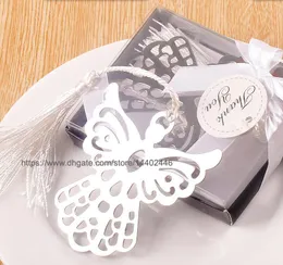 100 sztuk Silver Sowa Bookmark Bookmarks Białe Tassels Ślubne Baby Shower Party Dekoracja Uchwytają prezenty Darmowa Wysyłka
