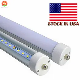 미국 스톡 45W 8ft LED 튜브 라이트 따뜻한 흰색 3000K T8 AC100-305V Clear Frosted Cover FA8 단일 핀 LED 형광 튜브 램프