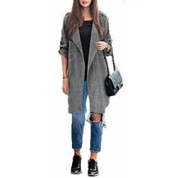 Wholesale- Plus Large Size Jacket 2017 Fashion Spring Autumn Women Casual Loose Lapel Windbreaker Cape Coat Solid Linen Long Cardigan