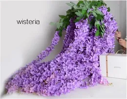 1.6 Metre Uzun Pretty Yapay İpek Çiçek Düğün Süslemeleri Için Wisteria Vine Rattan Buket Çelenk Ev Süsleme Ücretsiz gemi