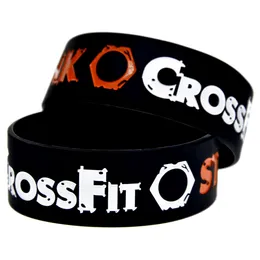 50 sztuk Crossfit Steampunk Silicone Guma Bransoletka Czarny 1 cal Szeroki Dekoracja sportowa Logo do Promocji Gifttt