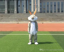 Partihandel Professionell Påskkanin Mascot Kostym Buggar Grå Kanin Hare Vuxen Fancy Dress Cartoon Suit Fancy Dress