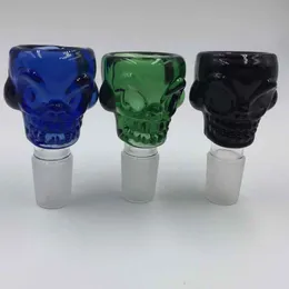 Hot Selling 18mm Colorful Skull Shape Glass Bowl For Smoking Pipe Bong Mini Oil Rig Percolators Bubbler Free Shipping