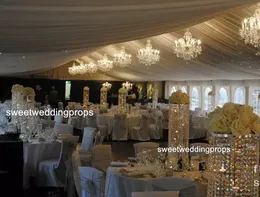 安く結婚式の中心部のテーブルの装飾のためのクリスタルのアクリルビーズキャンドルホルダー