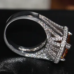 Victoria Wick Choucong Oszałamiająca Anique Biżuteria 14kt Biała Złoto Wypełnione 192 sztuk Tiny CZ Żółty Topaz Gemstones Kobiety Ślub Pave Pierścień Prezent