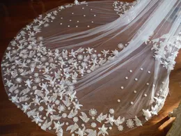 Tanie 3D Kwiatowe Aplikacje Welony Bridal One Layer Tulle Akcesoria Do Włosów Biały Custom Made Wedding Veil darmowa wysyłka