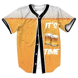 Wholesale- Its Beer Time Jersey Summer Style with buttons 3d Hip Hop Streetwear Men's shirts tops shirt casual tees