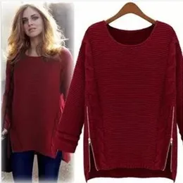 Hurtownie-2016 Jesień Zima Kobiety Luźne Dzianiny O-Neck Z Długim Rękawem Ladies Casual Elastyczne Swetry Plus Size Downing Woolen Swetry