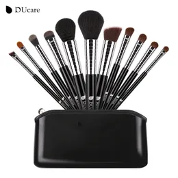 Ducare 새로운 전문 11pcs 메이크업 브러쉬 세트 파우더 파운데이션 아이 섀도우 메이크업 브러쉬 메이크업 키트 가죽 가방