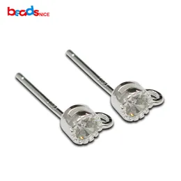 Beadsnice Ohrstecker aus 925er-Sterlingsilber, Ohrstecker mit Zirkon, einfache Schmuckfassung zum Selbermachen, minimalistische Ohrringe, ID 36310