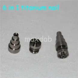 hand tools Universal Titanium nail 6 in 1 quartz dish Domeless Dab rig Multifunction tool for raw rolling papers bong Glass dab straw bongs
