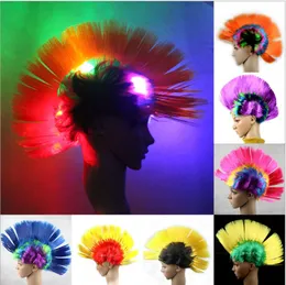 Halloween led Flashes wigs Party cosplay light up punk Wig flashing football fan wigs Led light up constume hairpiece hair wig