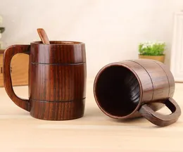 New Eco-friendly 400ml Classical Wooden Beer Tea Coffee Cup Mug Water Bottle Heatproof Home Office Party Drinkware