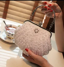 sell new style bridal hand bags handmade diamond pearl clutch bag makeup bag wedding evening party bag shuoshuo6588315O