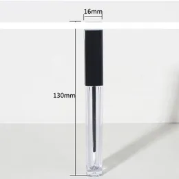 Tubo per balsamo per labbra trasparente da 4 ml di forma quadrata / tubo color crema o stick per labbra con parte superiore nera F20171437