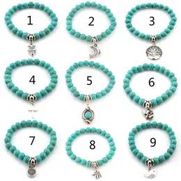 2018 Fashion Bohemian Charm Bracelet Turquoise Bracelets Silver Pendants For Women Men Jewelry Christmas Gifts