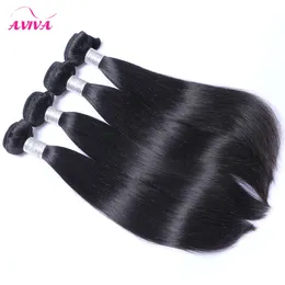 Brazilian Virgin Hair Straight 4Pcs/Lot Unprocessed Brazilian Human Hair Weave Bundles Natural Black Cheap Remy Hair Extensions Can Be Dyed