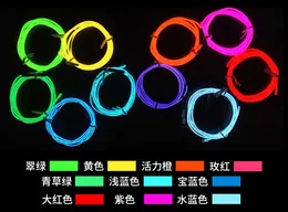 3m Flessibile LED Neon Light Glow EL Wire Rope tube Cavo Striscia Scarpe Abbigliamento Car party decorativo blu / rosso / verde / rosa / giallo / viola / bianco