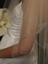 Nouveau voile de mariage blanc ivoire longueur de frange bord perlé deux couches avec peigne voiles de mariée A50
