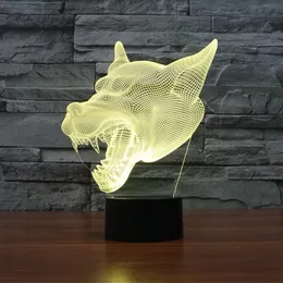 Magic Langtou LED Color Gradual Change Acrylic Table Night Light,Amazing Visualization Illusion Werewolf 3D Desk Lamp