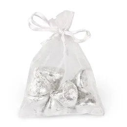 Bolsas de embalagem de ￳rg￣o branco 100pcs Bolsas de j￳ias Favoritas de joias Favores de casamento Bolsa de presente de festa de Natal 10 x 15 cm / 3,9 x 5,9 polegadas