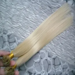 Blonde Haarverlängerungen aus brasilianischem Haar mit flacher Spitze, 100 g, 1 Packung, Echthaarverlängerungen, Keratin #613 Bleach Blonde