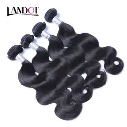 Brasiliansk Virgin Hair Body Wave 100% Human Hair Weave Bundles Peruvian Malaysian Indian Cambodian Brazillian Wavy Remy Hair Natural Black 1B