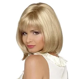 Gracefulvara Gorąca Sprzedaż Nowe Peruki Syntetyczne Krótkie Proste Włosy Blondynka Peruka Dla Kobiet Glamorous Moda