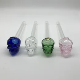 Glass Oil Burner Pipe For Water Bongs Smoking 5.5 Inches Colorful Pyrex Glass Skull Oil Burner Water Hand Pipes Bongs Dab Rigs