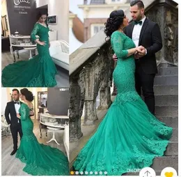 2022 Cheap Green Lace Mermaid Evening Dresses Court Train V neck Corset Back Applique Prom Formal Pageant Dress Custom Made Long