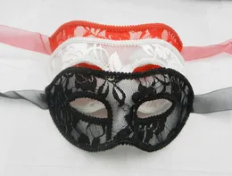 Högkvalitativa sexiga kvinnor fjädrade venetianska maskeradmasker Sexig spetsmask för fest Nightclup Tre valfria färger [Black White Red]