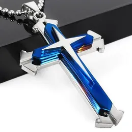 2017 Fashion NEW Gift Unisex's Men Women Silver Gold Stainless steel Cross Pendant Necklace Chain