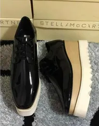 Novo atacado Stella Mcartney Elyse Star Platform Oxford Sapatos femininos com plataforma de couro preto sola branca