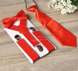 Kids Suspenders Set Student Braces bow tie 3pcs Set Solid Color Set For Boys Girls Cloth