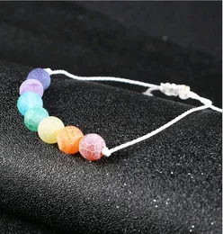 Handmade Colorful Yoga Bracelets Natural Weathering Stone Wax Rope Seven Chakras Crystal Hand Strings Jewelry for Women