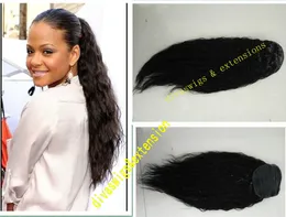 Nowa Fryzura Ludzkie Włosy Ponytail Przedłużanie dla Czarnych Kobiet, 1b Luźna Fala Human Brazylijski Dziewiczy Włosy Afro Sznurek Ponytails