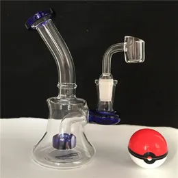 Rigs de óleo do reciclador de vidro do mini 7,2 polegadas colorido mais novo com 4mm de quartzo Banger prego frasco do recipiente do silicone com tigelas de 14mm