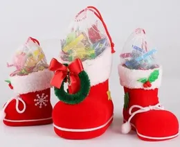 Christmas Gift Bag Elf Spirit Candy Boot Shoes Stocking Holders XMAS Party Decoration drawstring Filler Bags Pen Holder holiday favor S M L