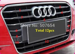 High quality stainless steel 12pcs car Front grill decoration bright trim, grill stickers for Audi A3 2014-2016