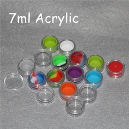 7 ml Clear Acrylic Wax Concentrate Containers IckeSstick Silicone DAB BHO HASH Olja Dry Herb Storage Jars GRATIS