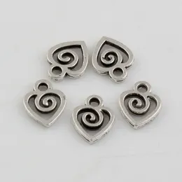 Gorące wyprzedaże ! 500 sztuk Stop Cynkowy Antique Silver Swirl Heart Charms Wisiorki 7x 9.5mm DIY Jewelry